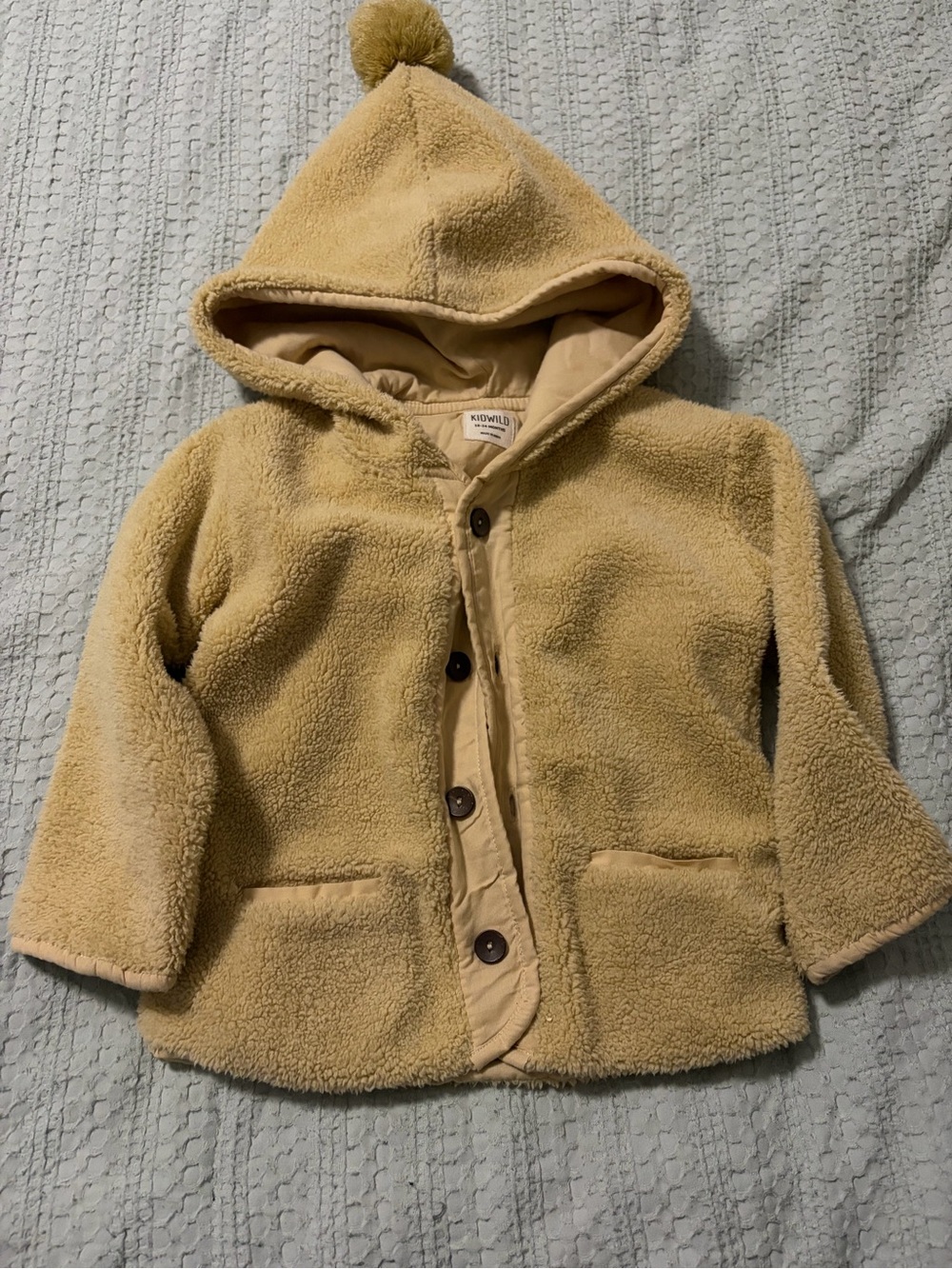 Kids Hooded Sherpa Coat in Cream